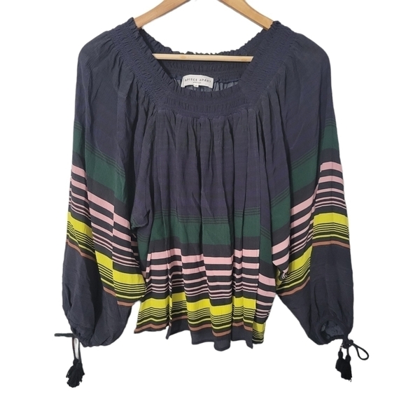 Apiece Apart Silk Striped Puff Sleeve Blouse - Picture 1 of 11